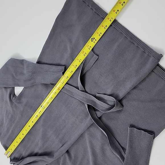 Jeune Jeunesse Women's Open Front Belted Grey Cardigan Soft Cotton Stretch Sz M - Picture 10 of 10